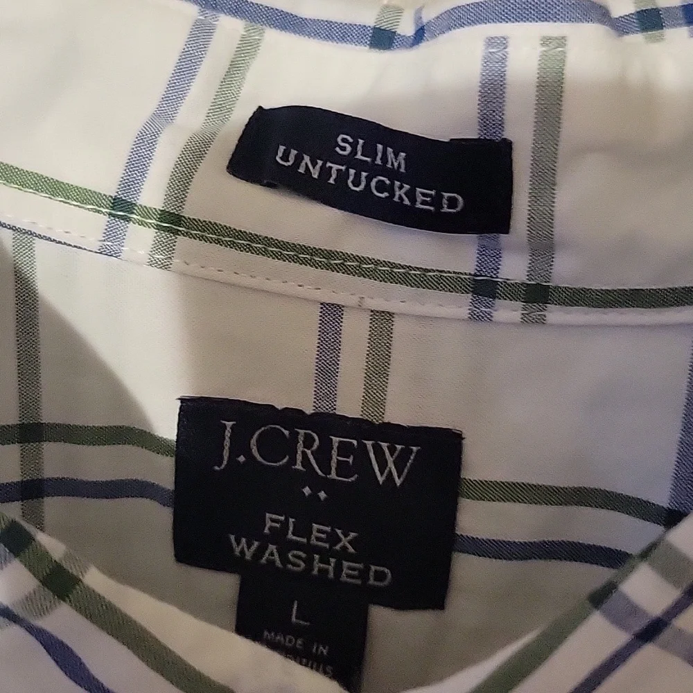 J.‎ Crew Button Down Longsleeve Plaid Shirt White Mens Size Large